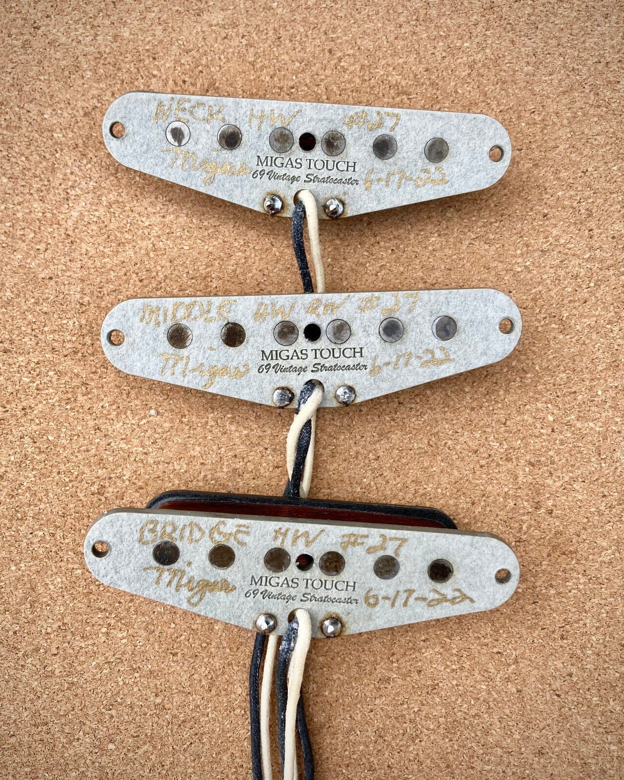 Left Handed Handwound Stratocaster '69 Vintage Alnico V Pickup Set Laquer Potted