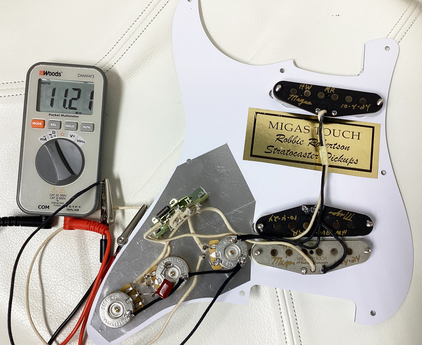 Robbie Robertson Last Waltz Stratocaster Loaded Pickguard Hand Wound & Wired White