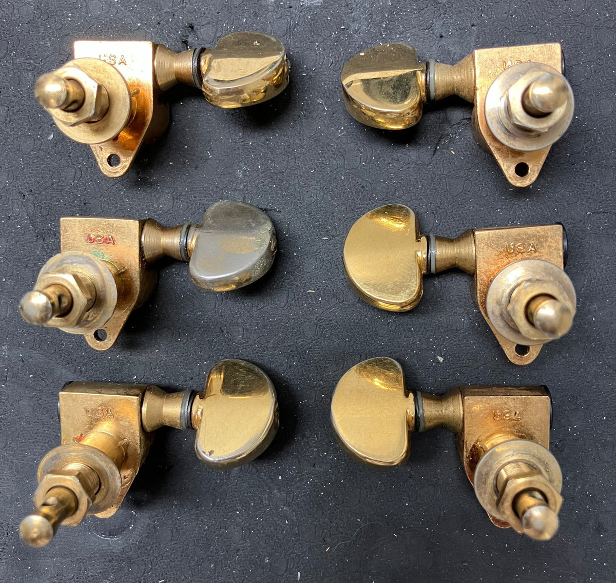 6 Vintage Grover Gold Tuners 3x3 Rotomatic Bullseye USA 60s 70's Gibson Les Paul