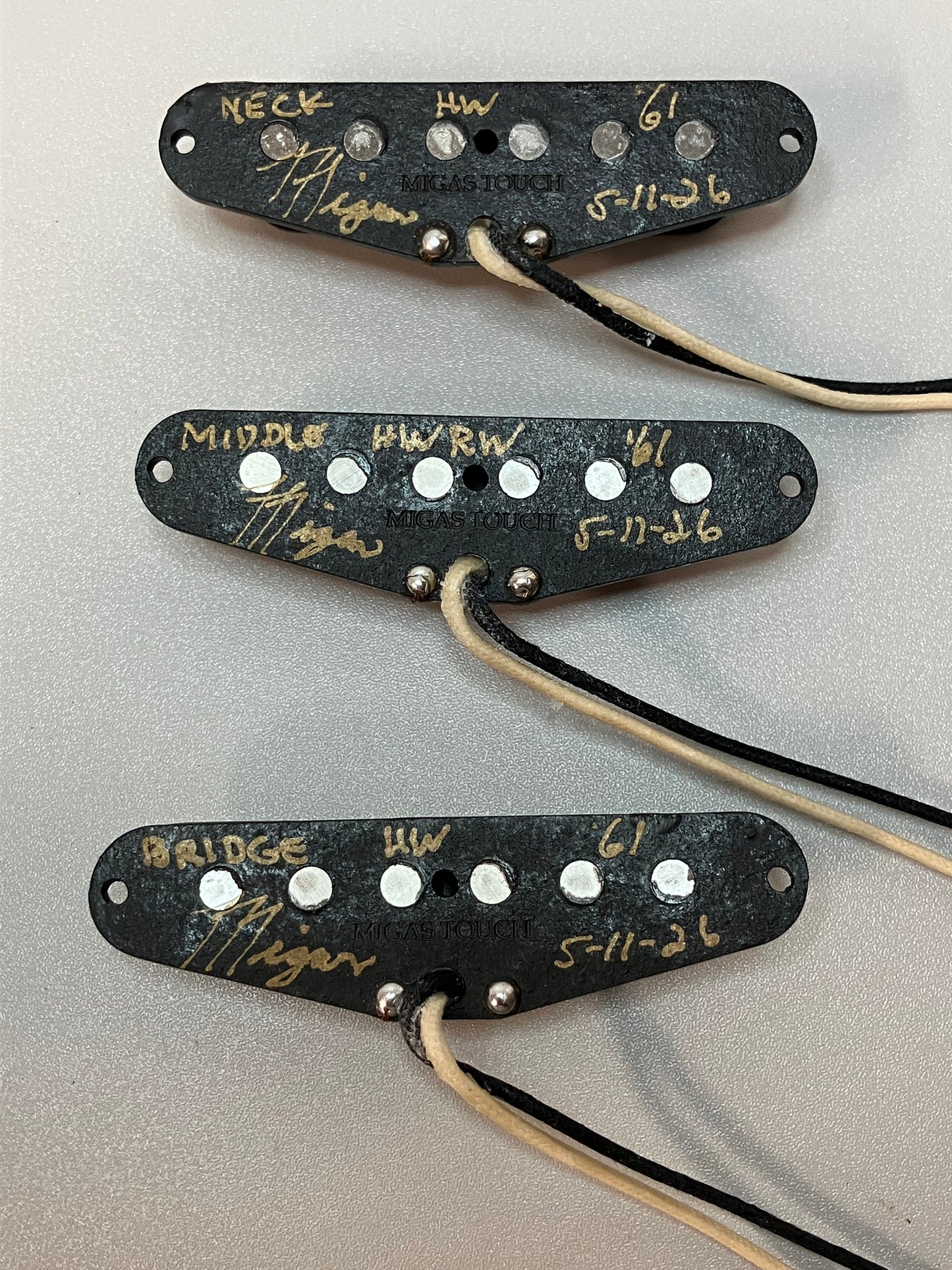 Vintage Specs 1961 Fender Stratocaster Guitar Pickups Hand Wound by Migas Touch Pickups