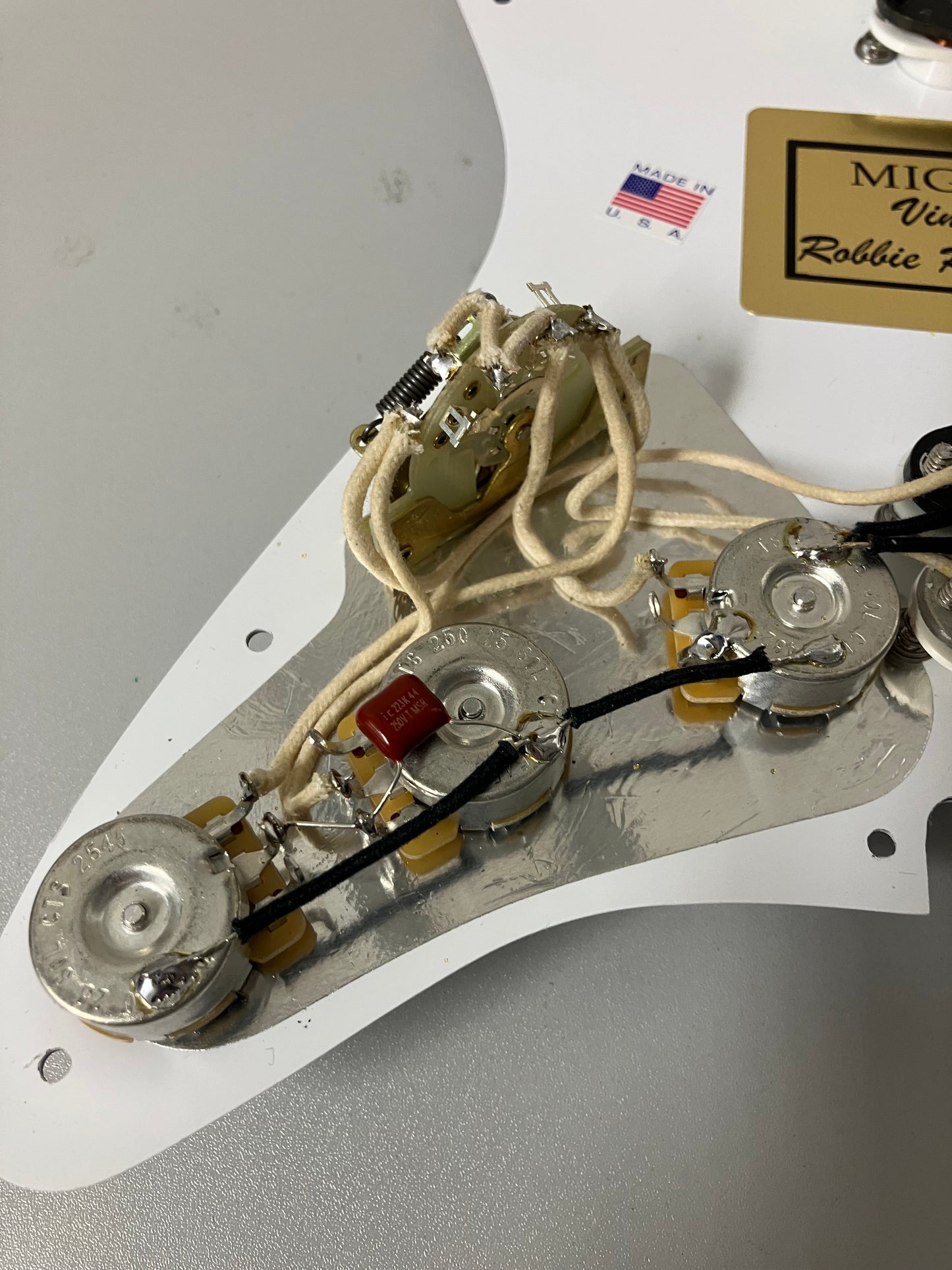 Vintage Classics Robbie Robertson Last Waltz Stratocaster Loaded Pickguard 8 or 11 Hole White