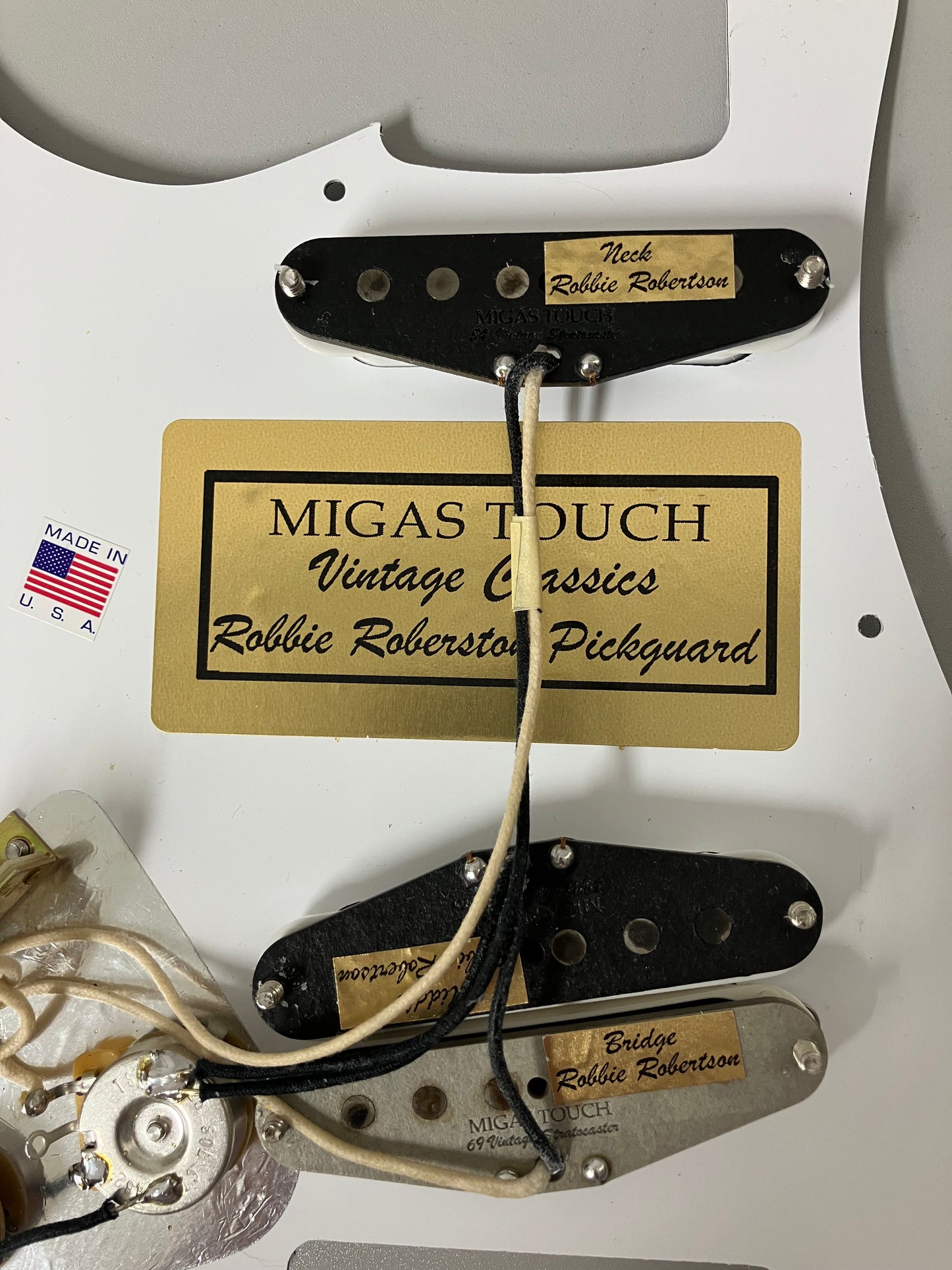 Vintage Classics Robbie Robertson Last Waltz Stratocaster Loaded Pickguard 8 or 11 Hole White