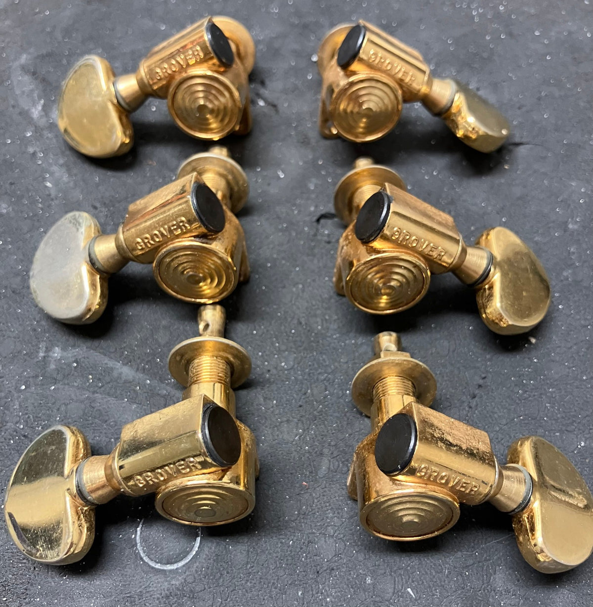 6 Vintage Grover Gold Tuners 3x3 Rotomatic Bullseye USA 60s 70's Gibson Les Paul