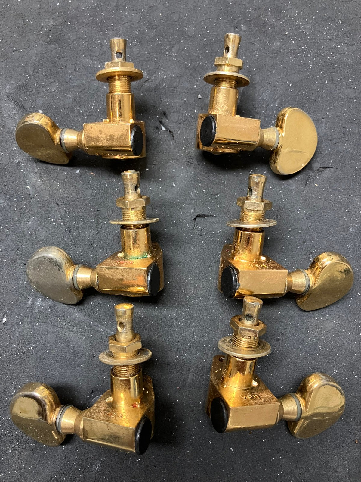 6 Vintage Grover Gold Tuners 3x3 Rotomatic Bullseye USA 60s 70's Gibson Les Paul